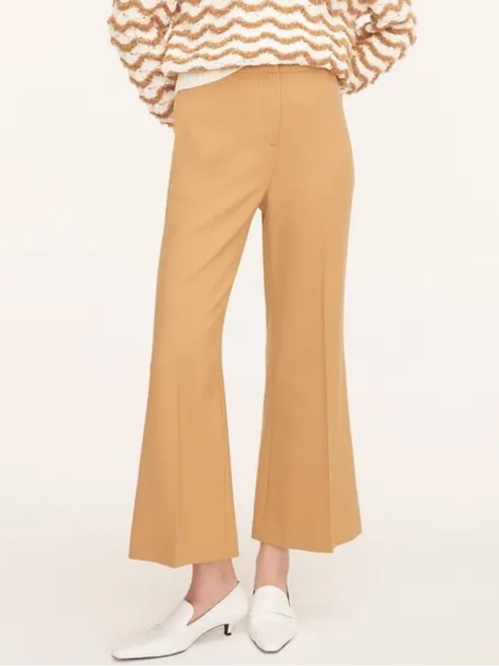 Rebecca Taylor Cavalry Twill Pant - Wool Blend Wide Leg Cropped Tan Khaki